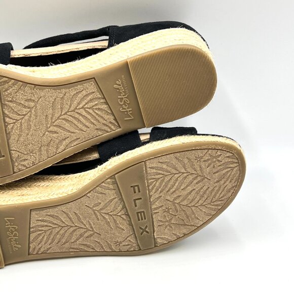 Lifestride Womens Size 6.5 Siesta Black Espadrilles Wedges Sandals Shoes - Picture 11 of 13